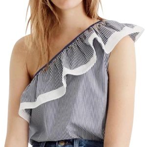 J Crew ruffle one shoulder top